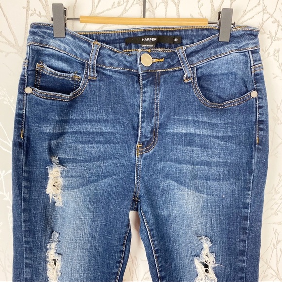 HARPER Distressed Released Hem Stretch Skinny Jean Destroyed - Picture 5 of 14